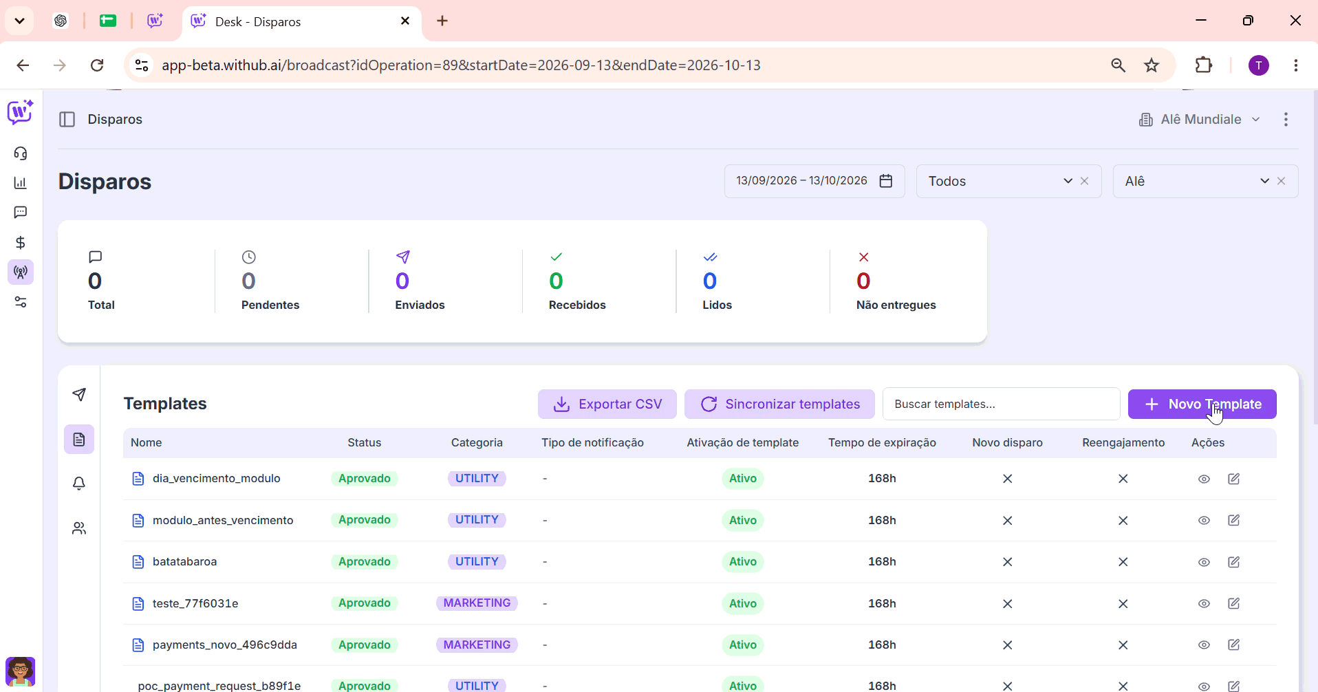 como cadastrar um template 2